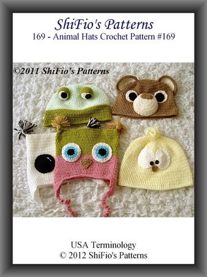 cover image of 169- Adult Animal Beanies Crochet Patterns #169